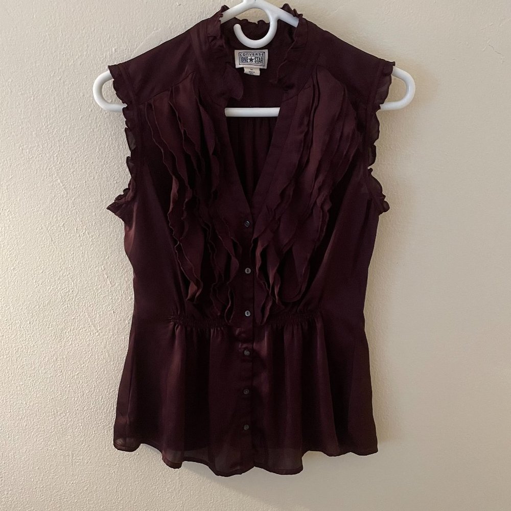Converse One Star Burgundy Sleeveless Blouse
